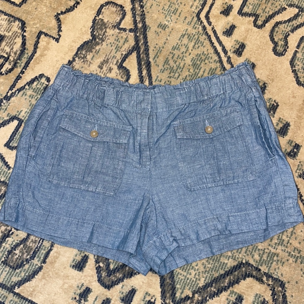 Ann Taylor Loft Ladies Cotton Linen Shorts Blue Size M